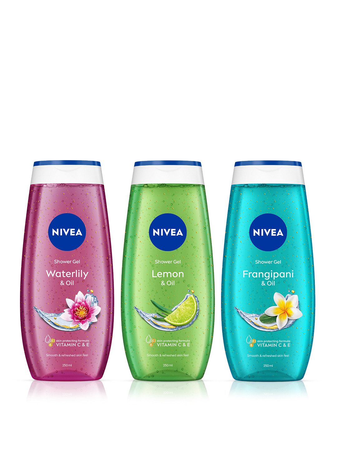 Nivea Women Set of 3 Oil Shower Gel 250 ml each - Lemon + Frangipani + Waterlily