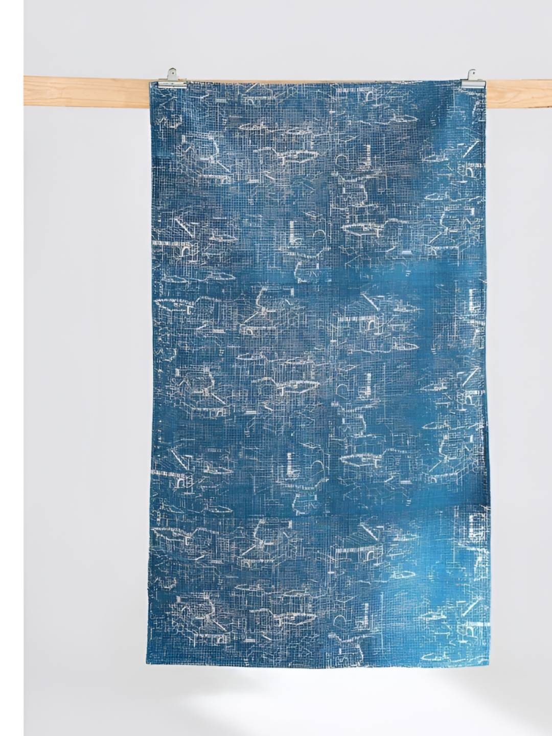 FREEDOM TREE Blueprint Blue & White Printed Pure Cotton Rectangular Rug-Dhurrie