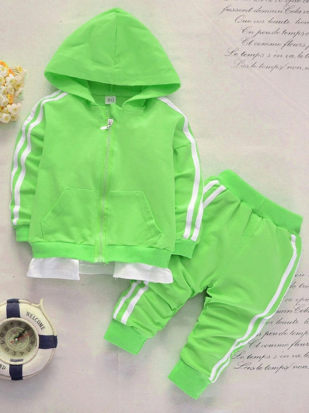 Bold N Elegant Kids-Unisex Fluorescent Green Cotton Blend Solid Clothing Set