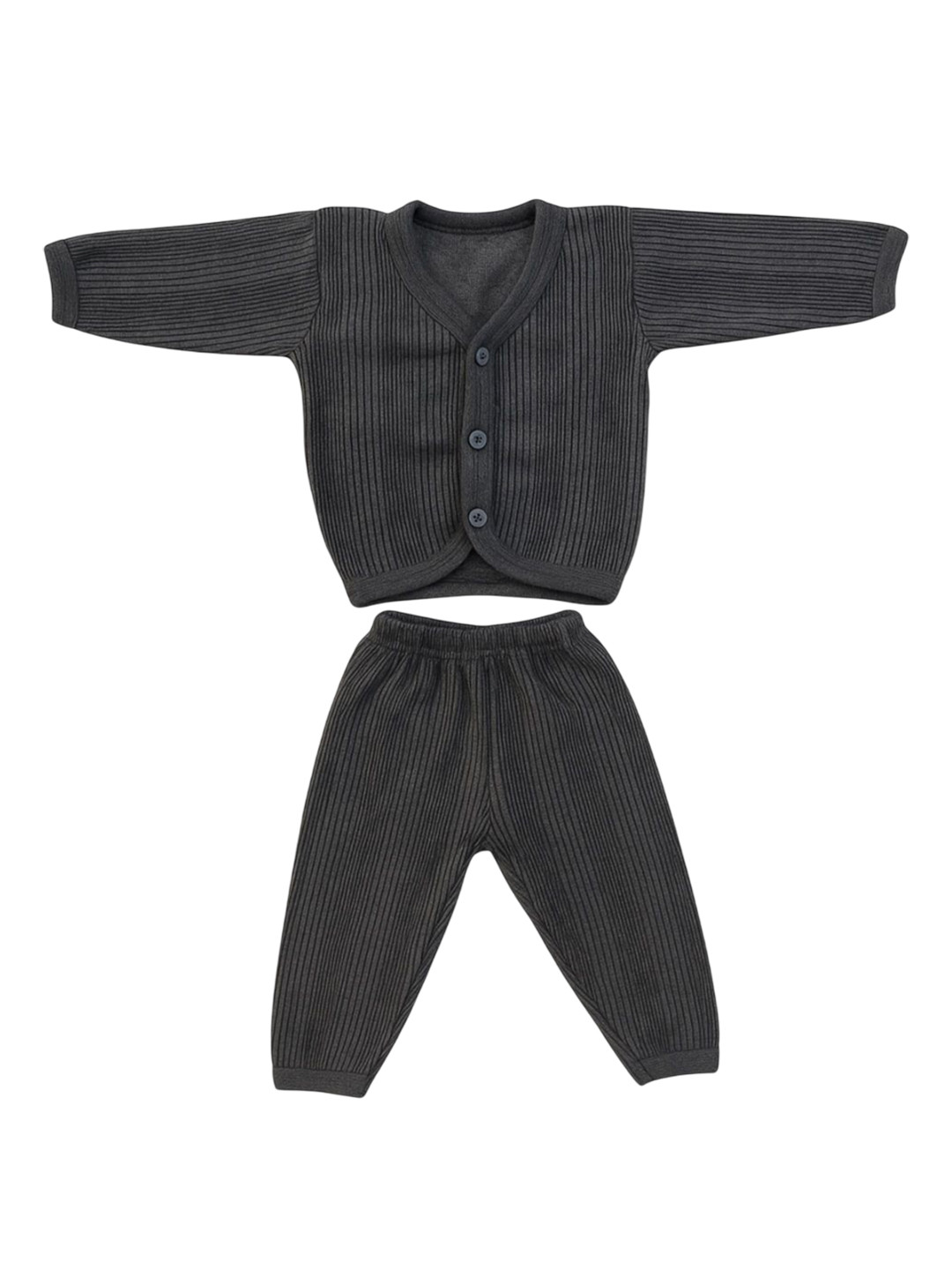 PRIME KNITS Kids Striped V-Neck Long Sleeve Thermal Set