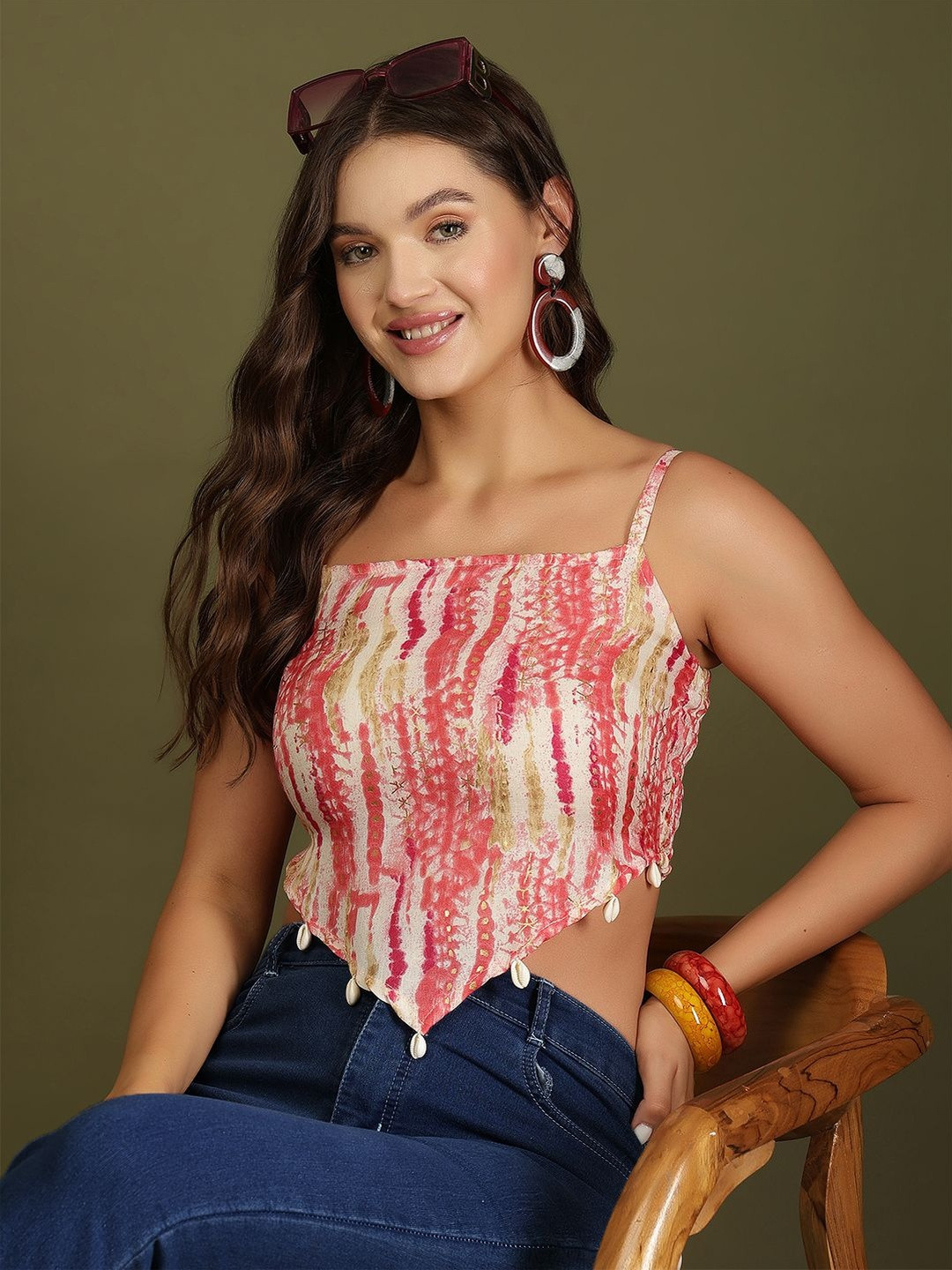 KEIYONA Women Tie and Dye Printed Cotton Crop Top