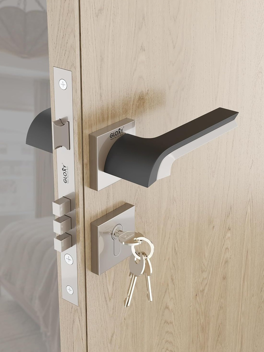 GLOXY Grey Stainless Steel Door Handle Lock
