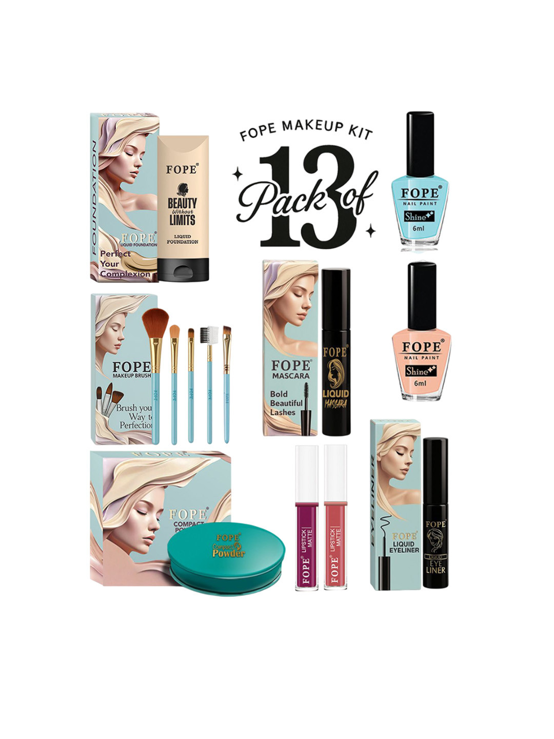 FOPE Set Of 13 All In One Long Lasting Makeup Combo