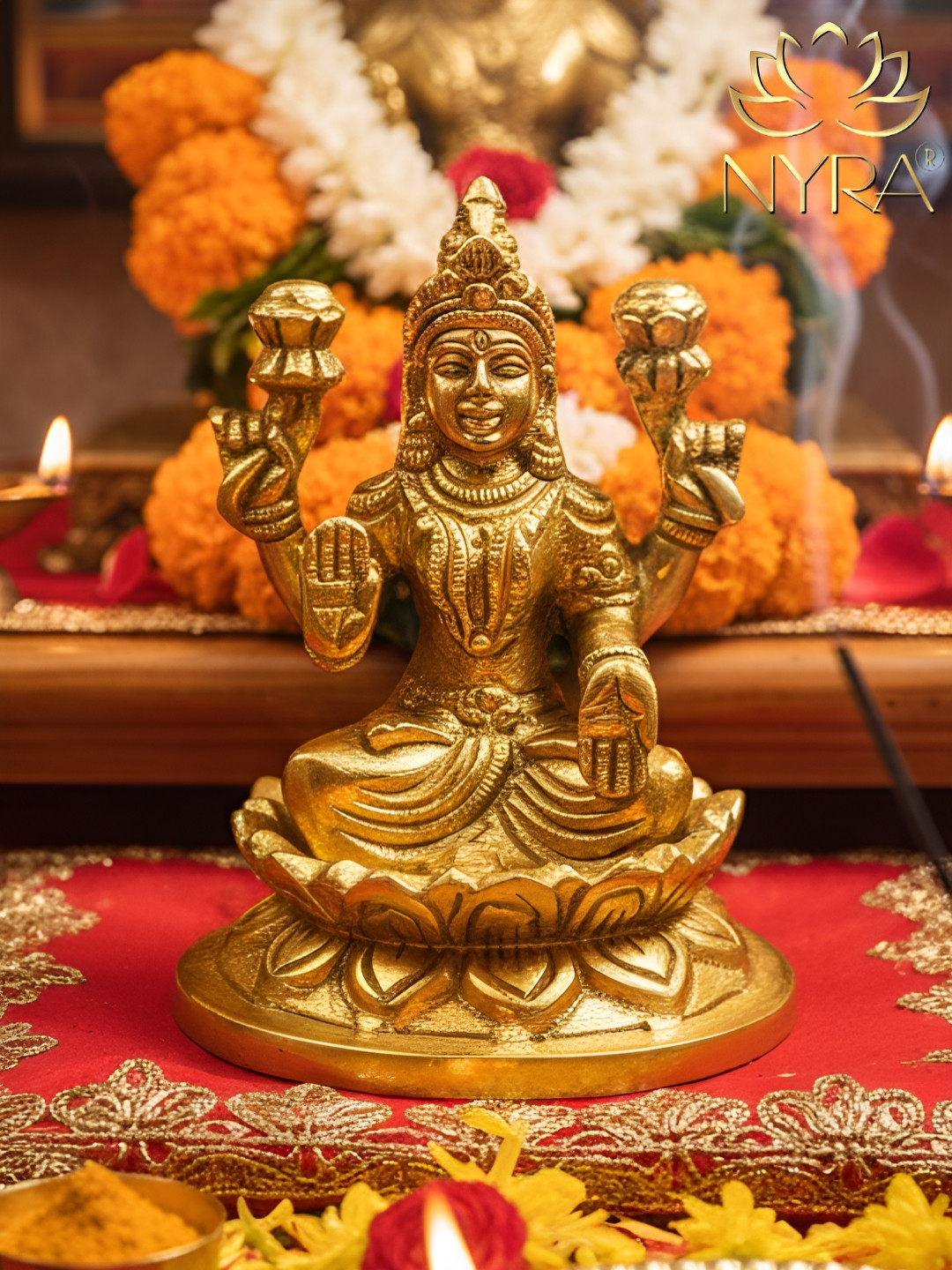Nyra Kitchenware Yellow Goddess Laxmi Statue Showpiece