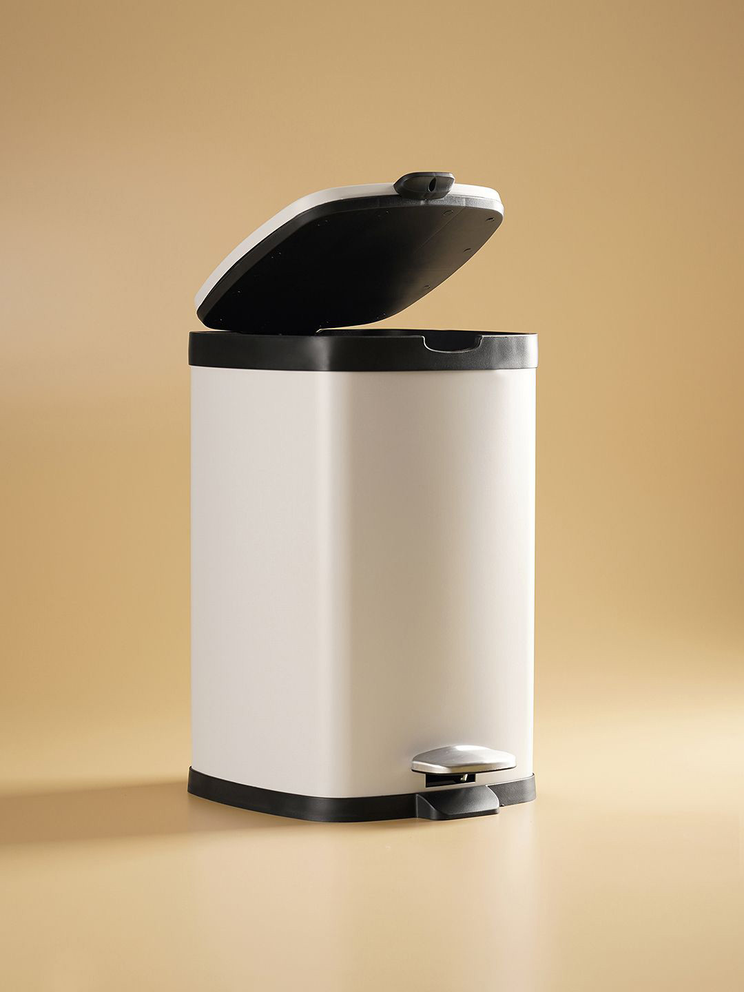Pure Home and Living Black Square Pedal Waste Bin With Lid