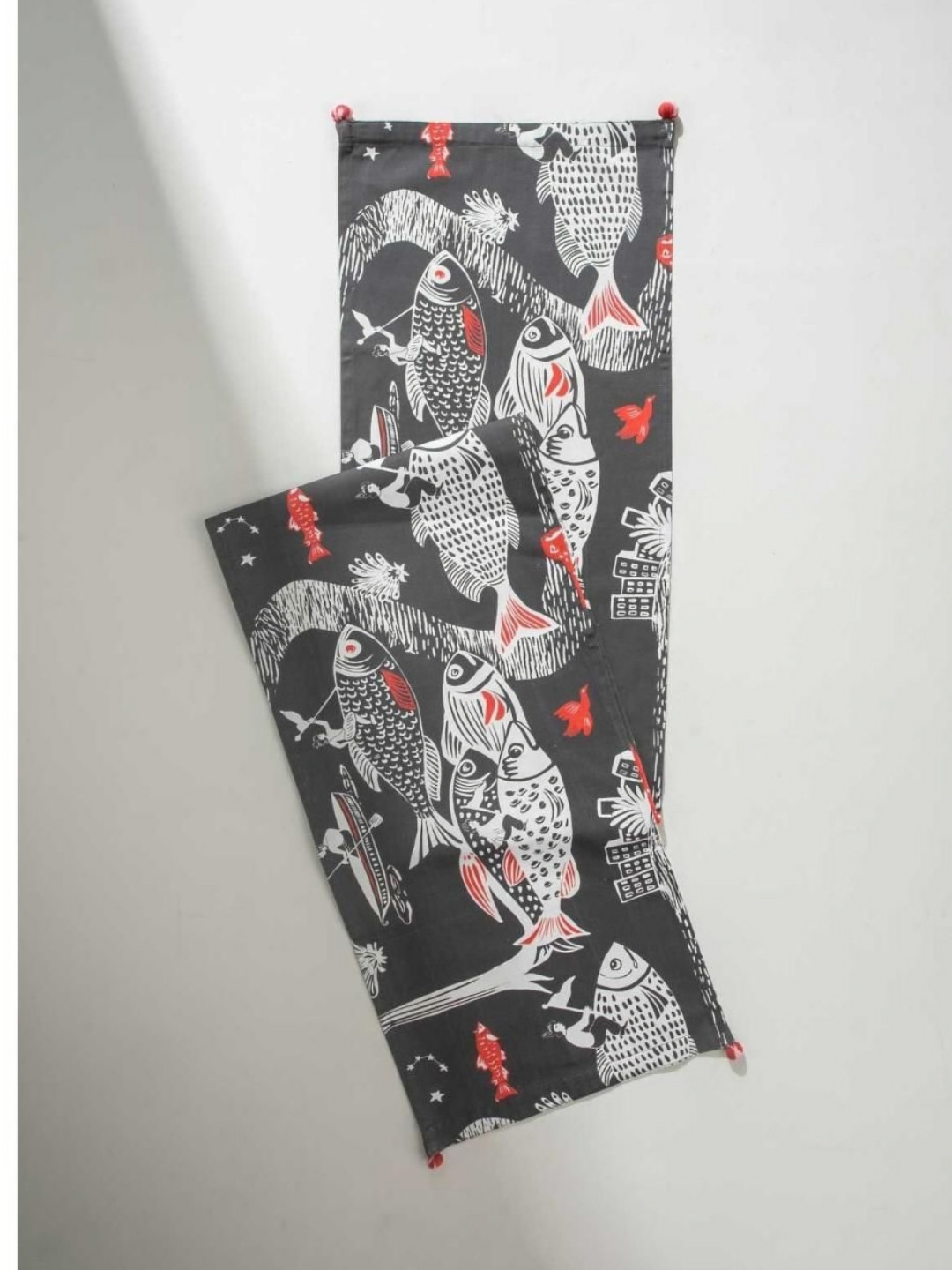 FREEDOM TREE Mindscape Black & White Printed Cotton Table Runner