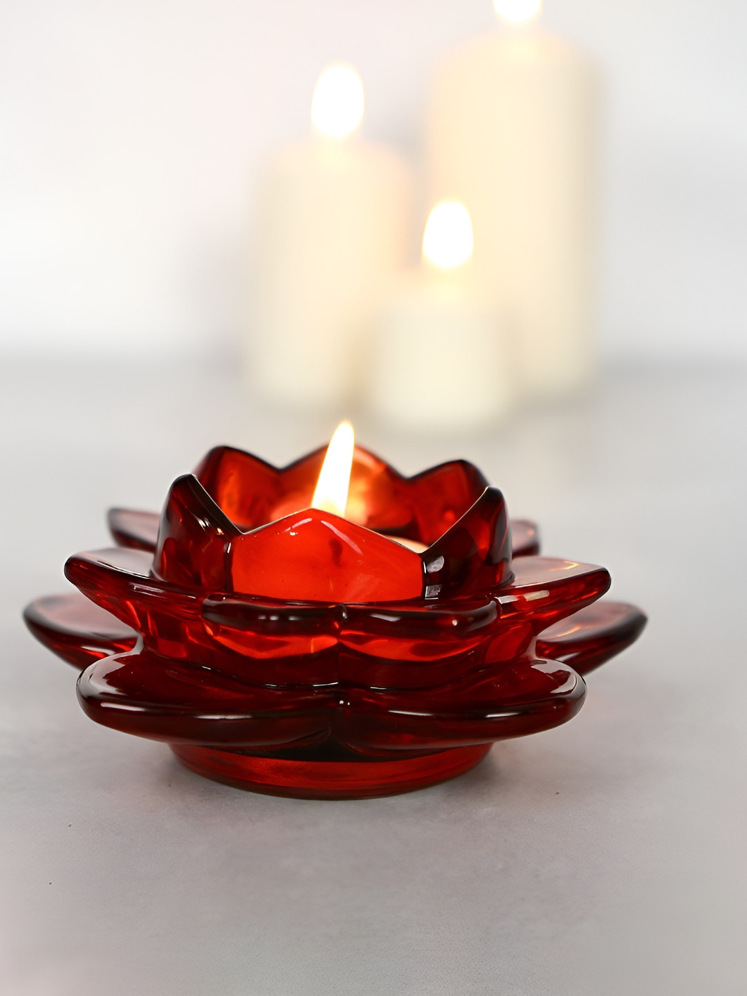 NFI essentials Red Glass Candle Holder