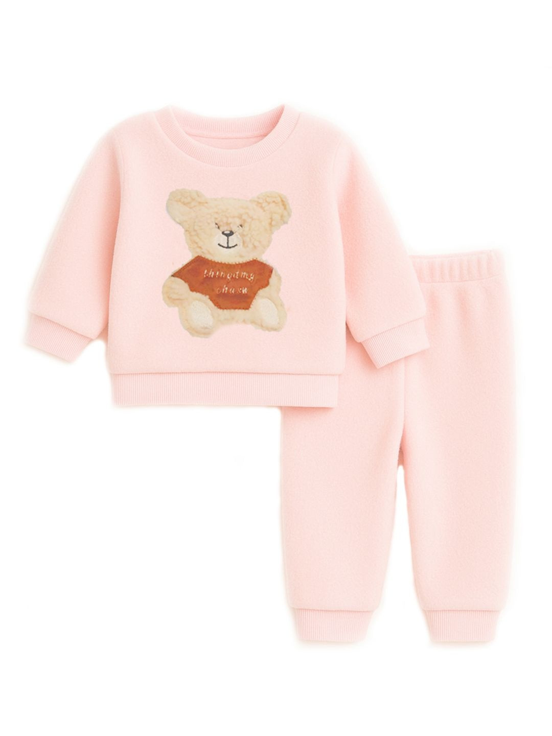 Bold N Elegant Kids-Unisex Pink Polyester Embroidered Clothing Set