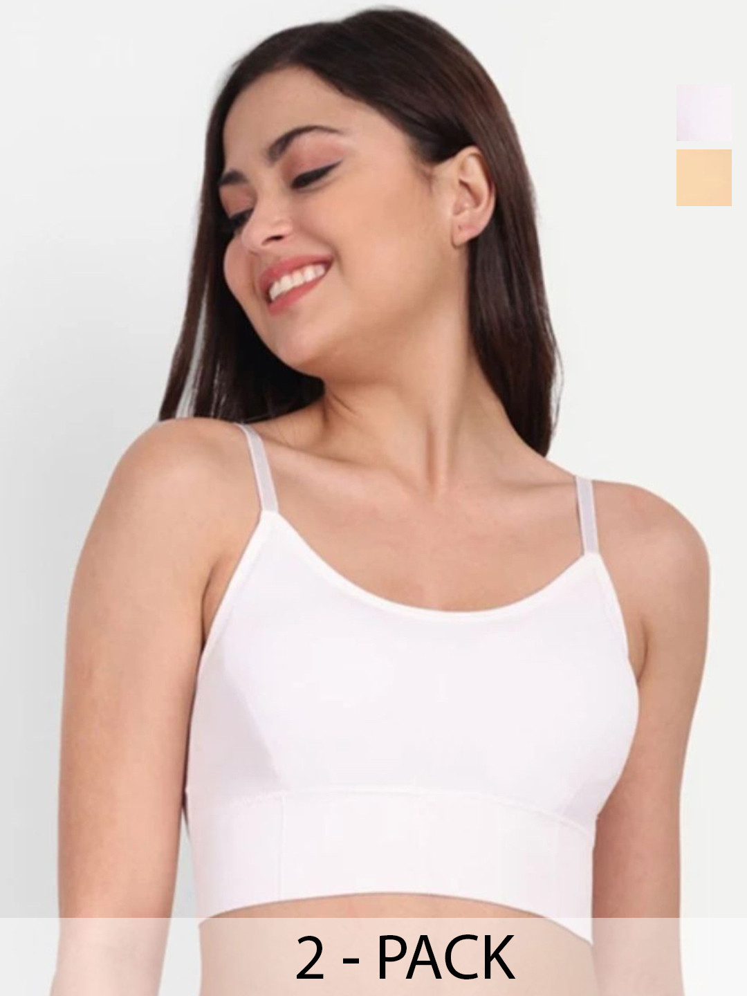 LE CRAF Pack of 2 Solid Full Coverage Lightly Padded Non-Wired Everyday Bra