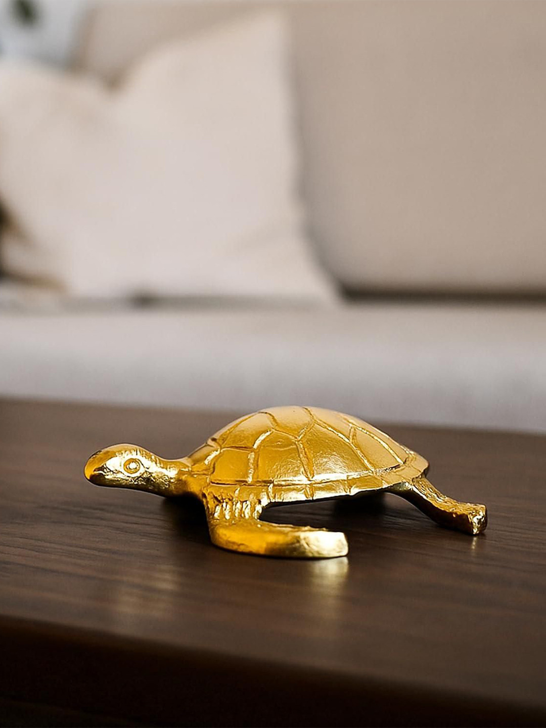 MARKET99 VON CASA Gold Toned Embossed Turtle Figurine