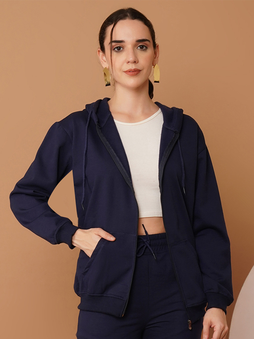 U&F Women Hooded Front-Open Sweatshirt