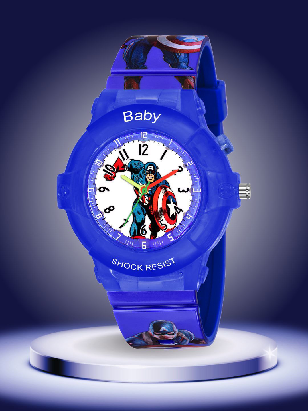 PAPIO Kids Printed Dial Analogue LED Backlight Watch KD-105 BLUE CAPTAIN