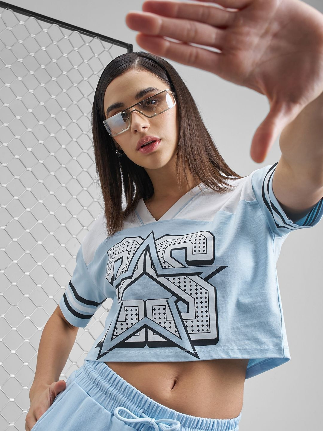 Street By Tokyo Talkies Graphic Printed V-Neck Cotton Boxy T-shirt