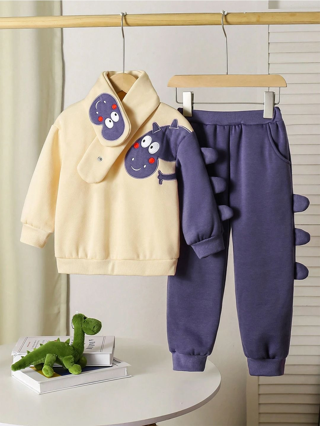 Bold N Elegant Kids-Unisex Violet Cotton Blend Embellished Clothing Set