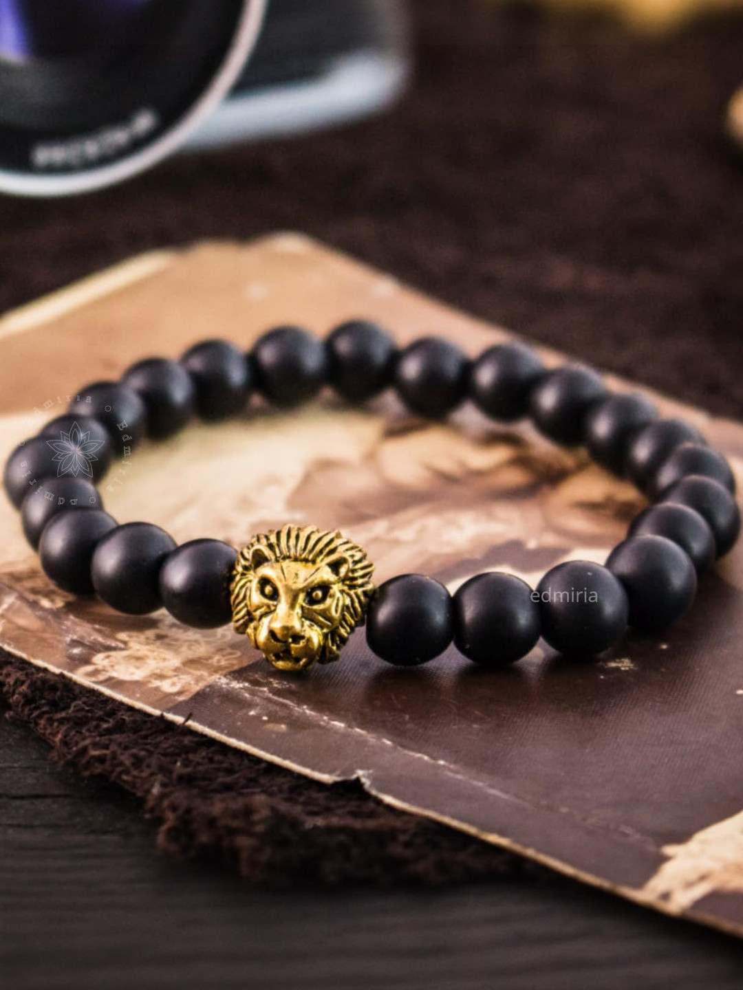 EDMIRIA Unisex Set Of 2 8mm Agate Onyx Tourmaline Obsidian Bead Adjustable Nat Bracelet