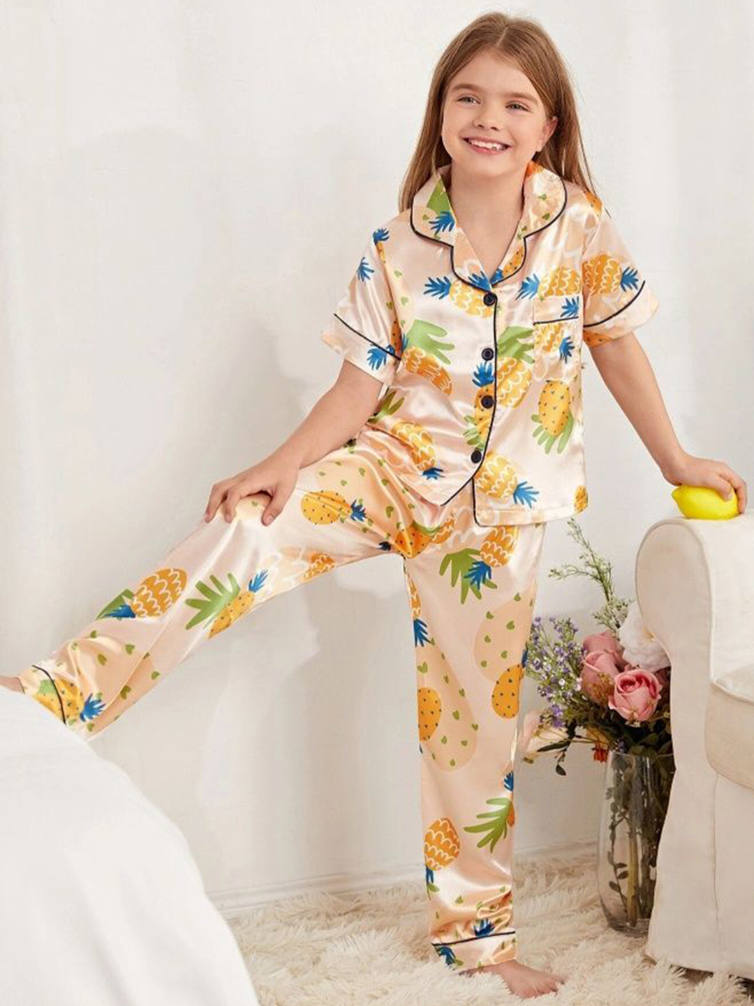 PAGHDAL BROTHER Kids Printed Shirt With Pyjamas Night Suit