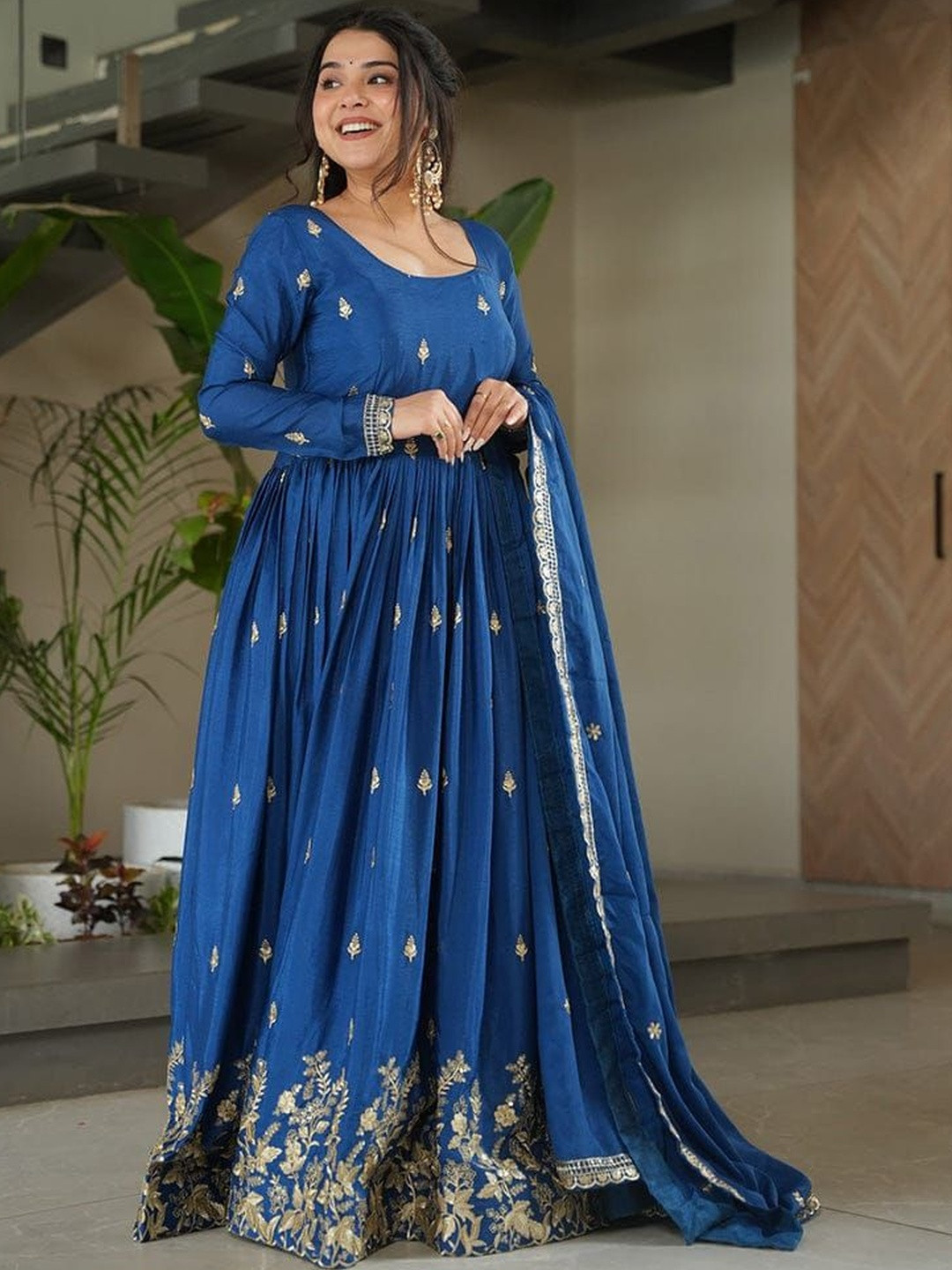 Varsha Fashion Women Ethnic Motifs Embroidered Anarkali Kurta with Trousers & Dupatta