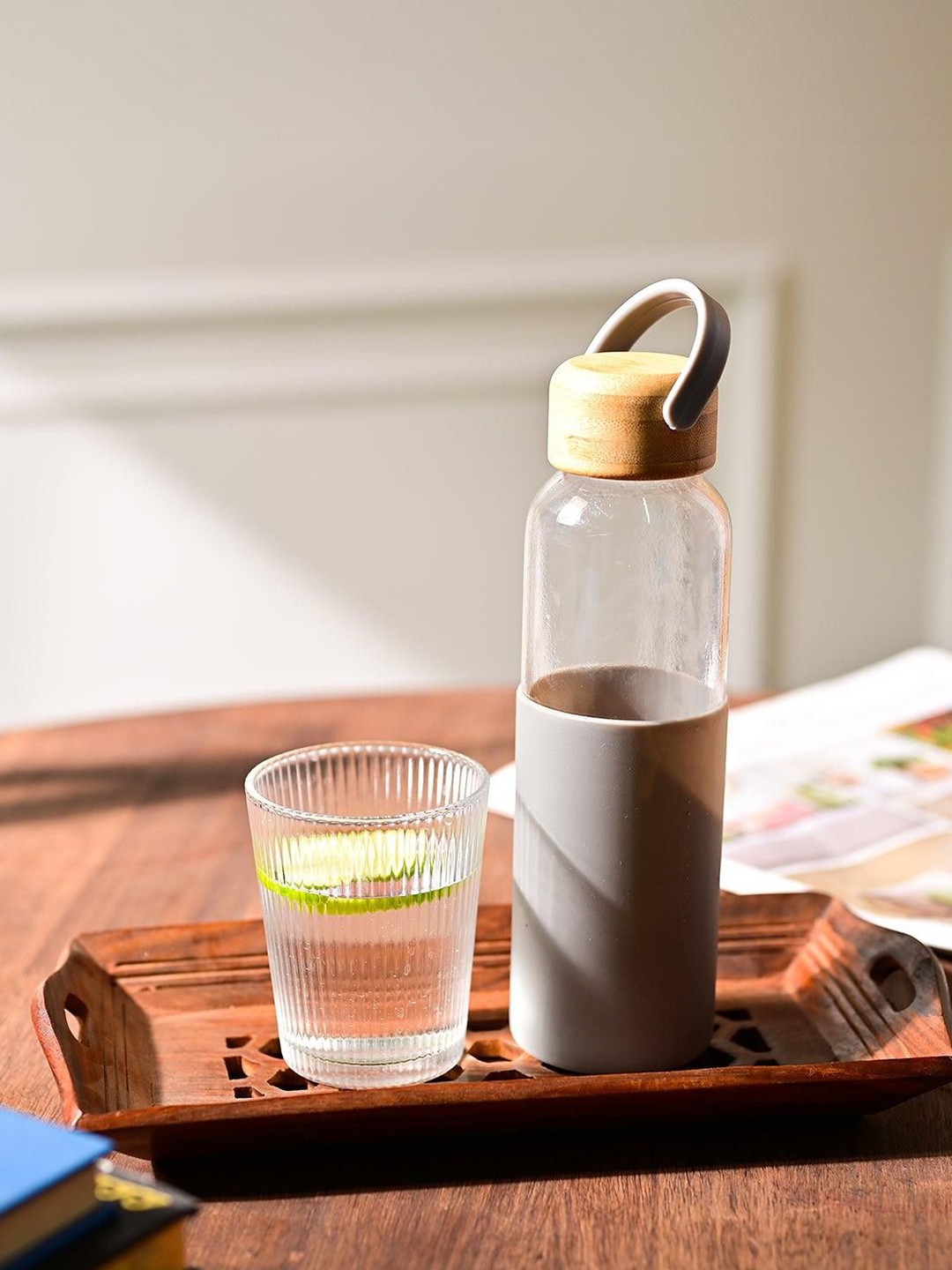 MARKET99 Grey & Transparent Glass Water Bottle 500ml