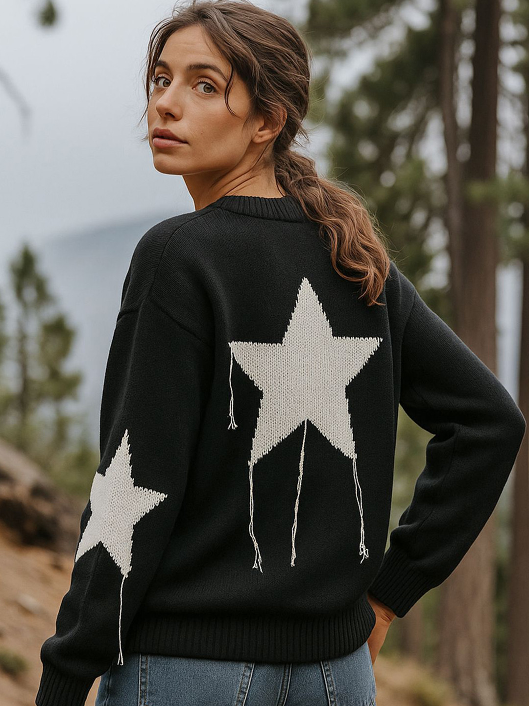 Bewakoof Women Jet Black Oversized Sweater