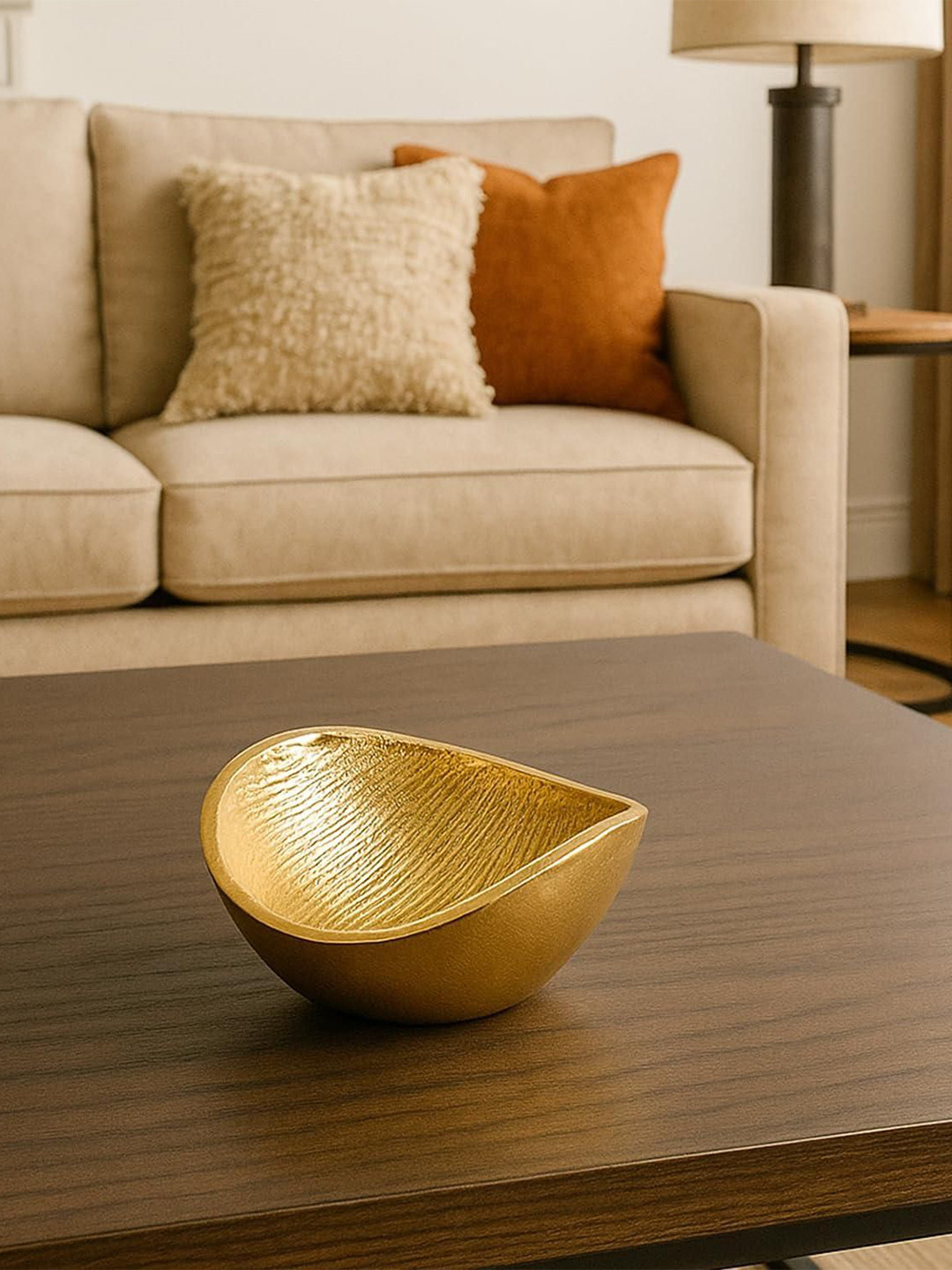 MARKET99 VON CASA Gold Toned Ribbed-Designed Durable Lightweight Decorative Bowl
