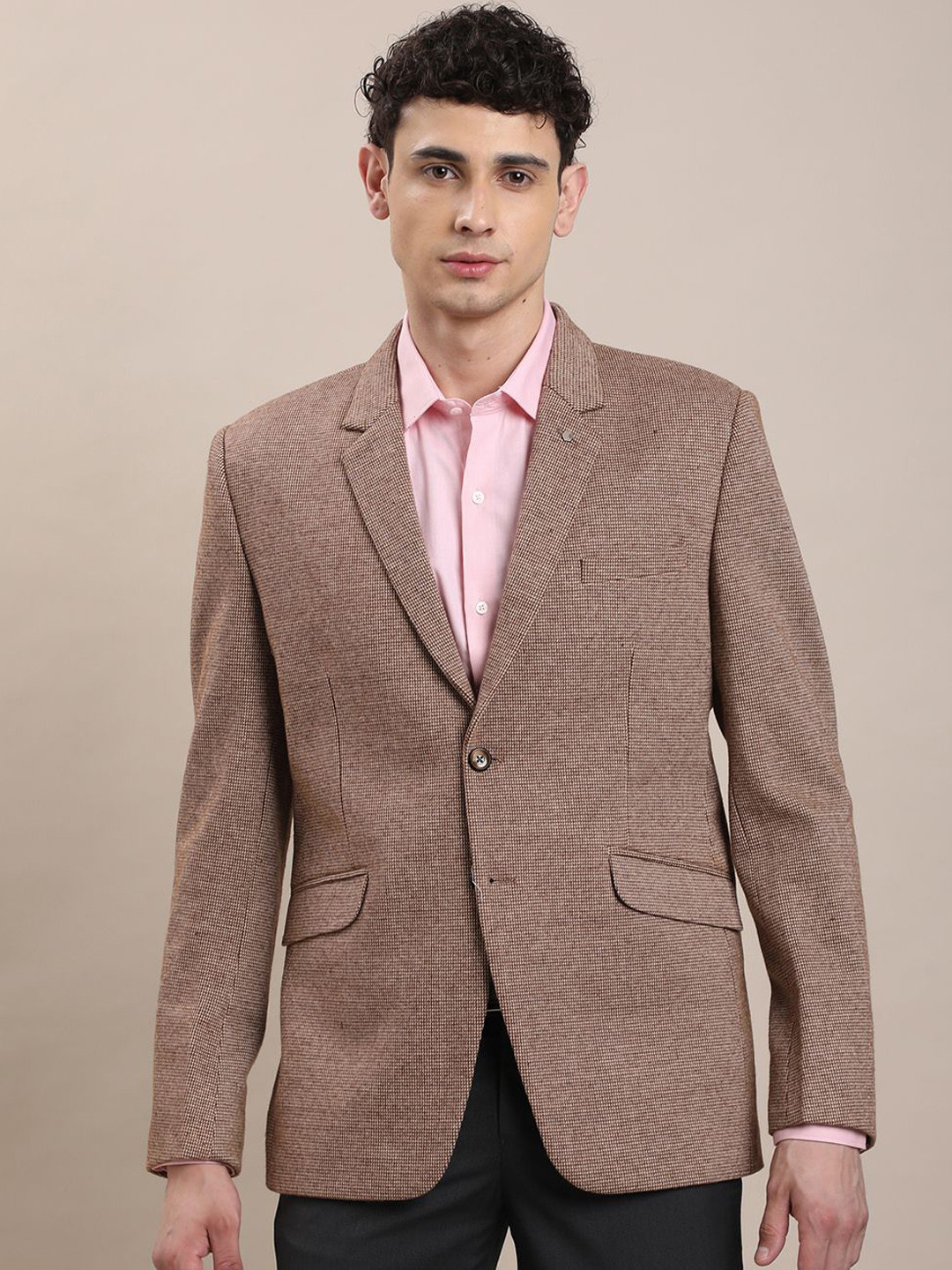 Turtle Knitted Single Breasted Tailored FIt Cotton Formal Blazer