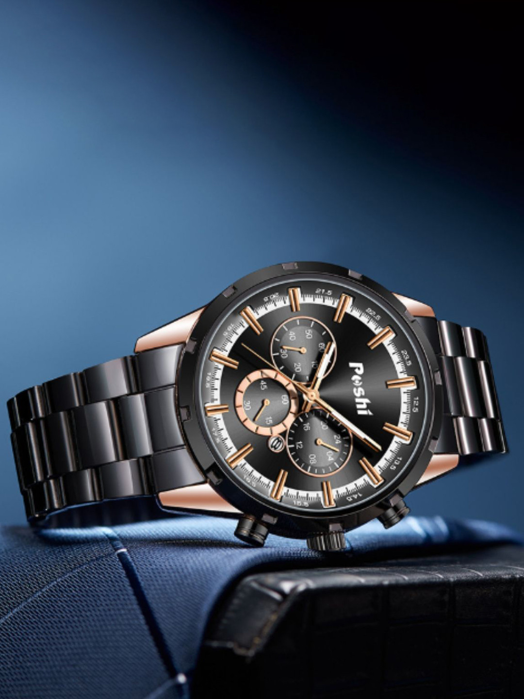 Poshi Men Analogue Chronograph Watch POSW40-679479136929-BLACK ROSE GOLD