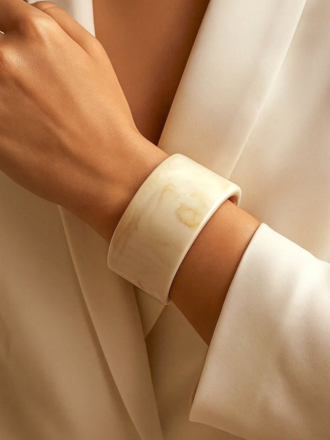 Rubans Voguish Marble Finish Resin Wide Cuff Bracelet