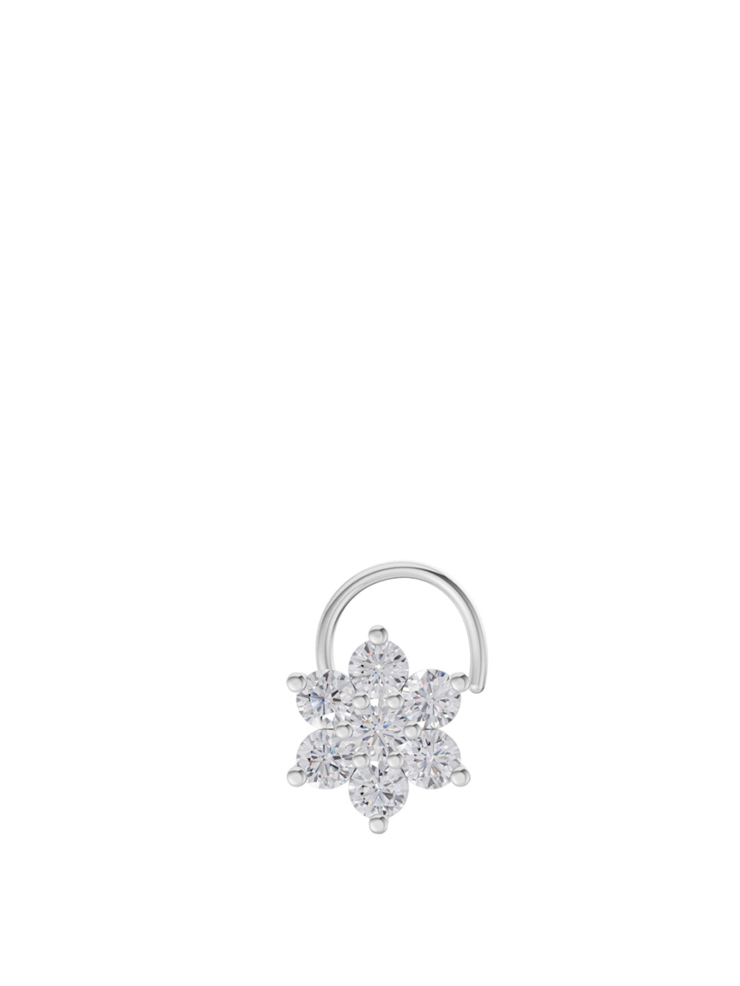 Sparkles Women 14 KT White Gold Nosepin With 0.48 Carat Round Shape Diamonds- 0.46 g