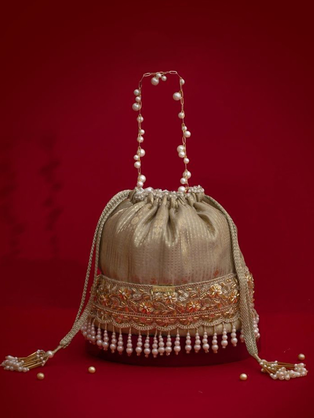 AMYRA Women Vivaah Floral Embellished Party Potli Bag