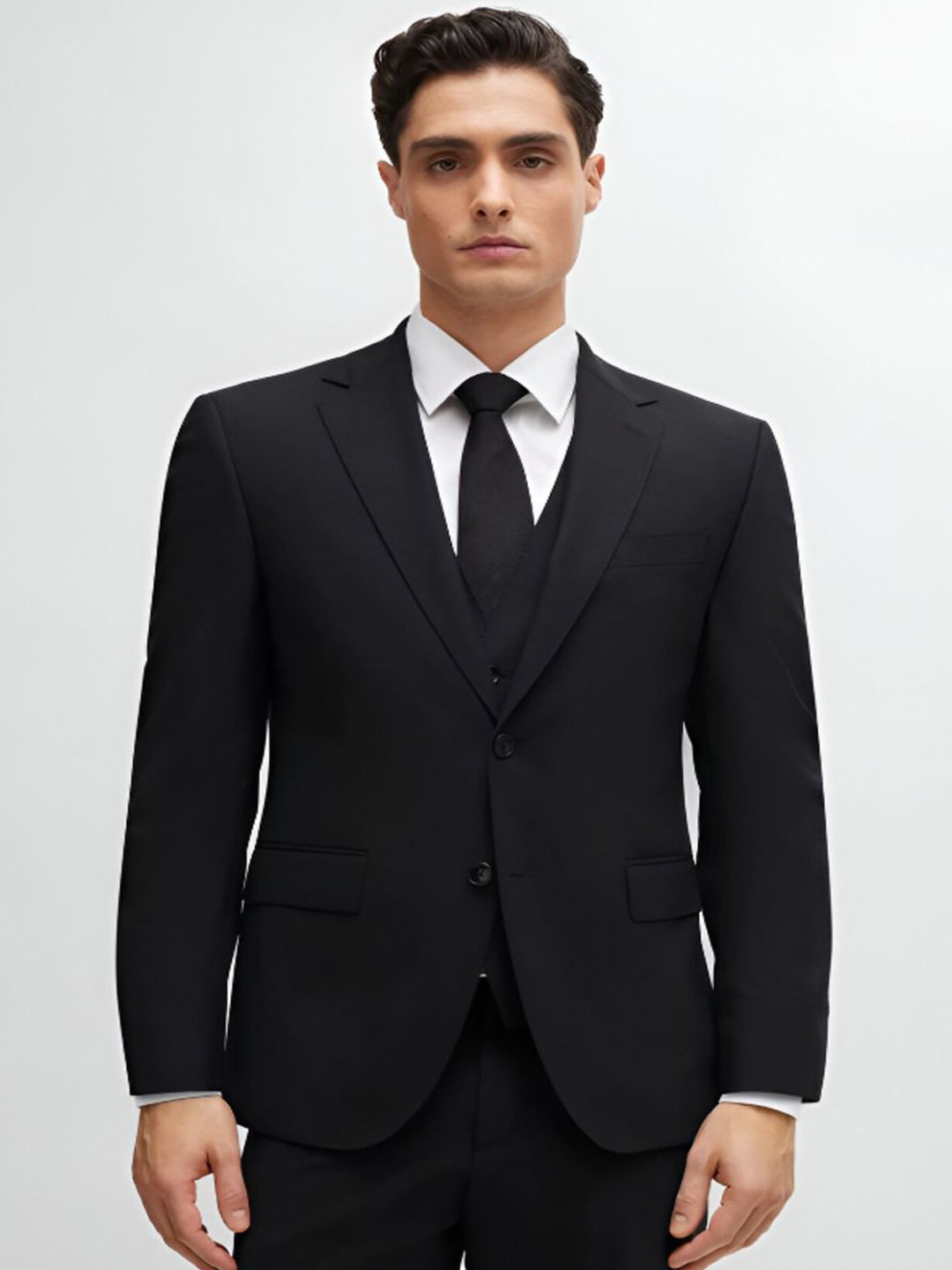 Selvis Single-Breasted Notched Lapel Collar Cotton Blazer