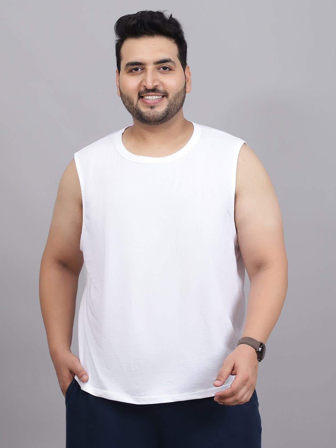 A AND K Plus Size Sleeveless Pure Cotton T-Shirt