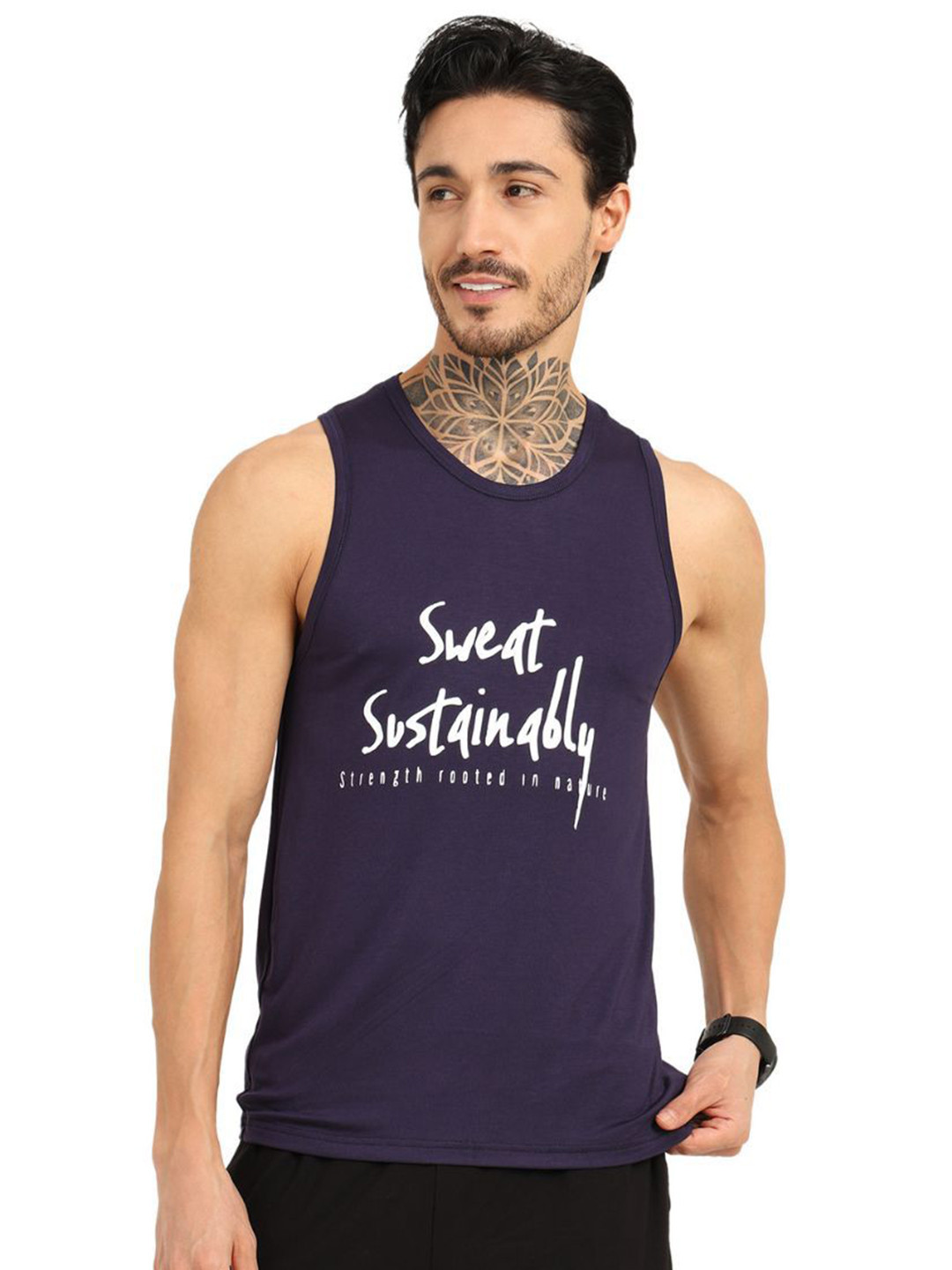 Bamboology Men Typography Printed Bamboo Anti Odour T-shirt Soft Breathable Workout Vest