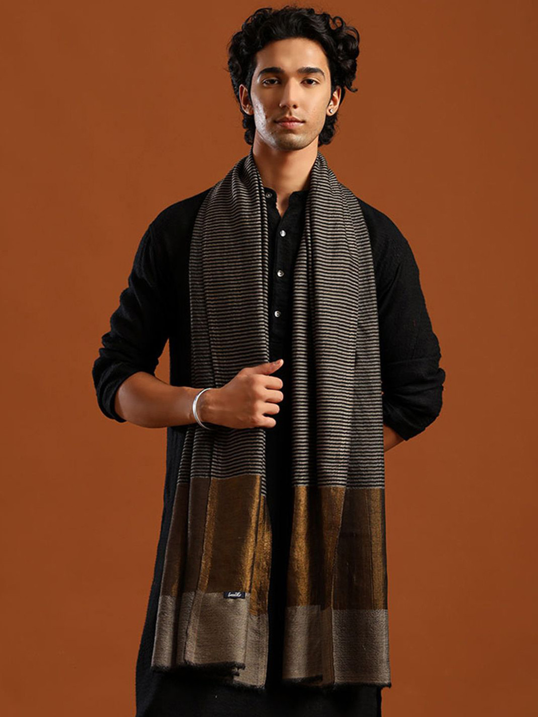 Tweedle Geometric Pashmina Wool Shawl