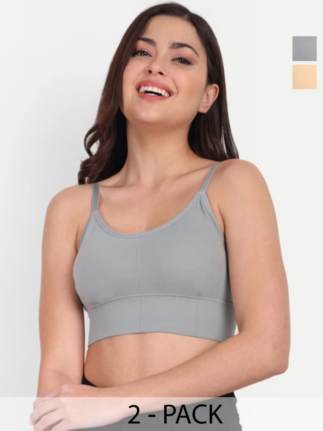 LE CRAF Pack Of 2 Full Coverage Lightly Padded Moisture Wicking Bralette Bra