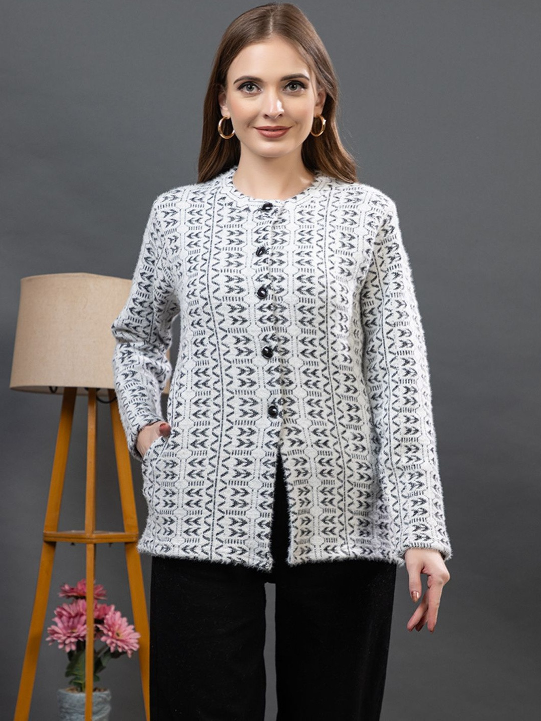 CORSICA Women Printed Woollen Cardigan
