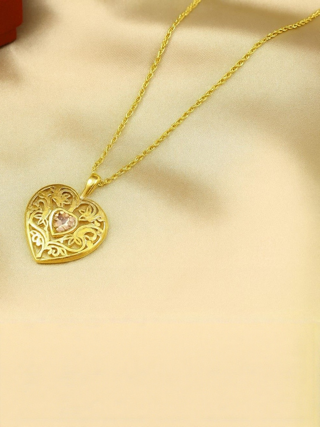 athizay Gold Brass Cubic Zirconia Necklace