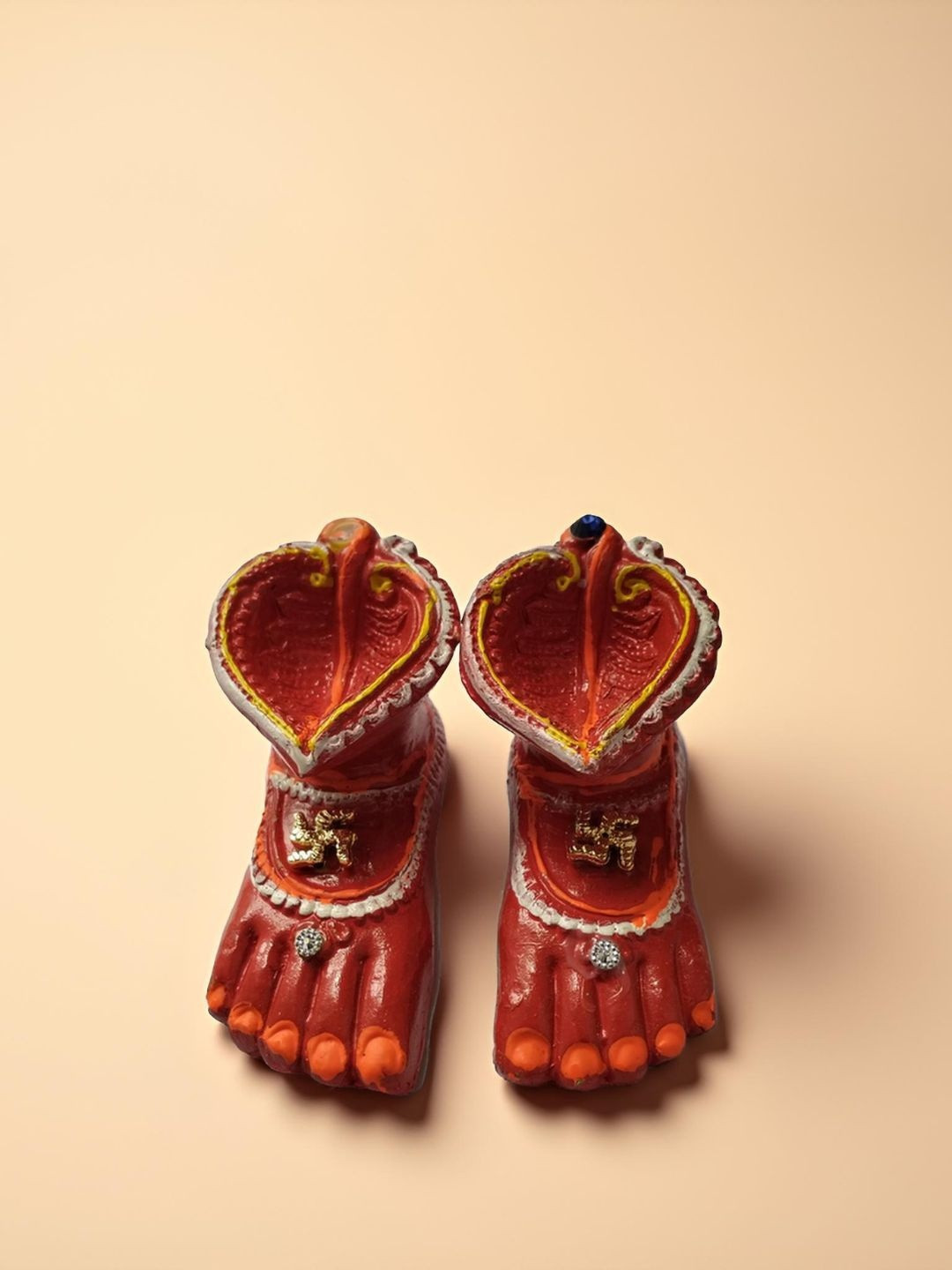 Kraftlik Handicraft Red Terracotta Laxmi Charan Diya Pooja