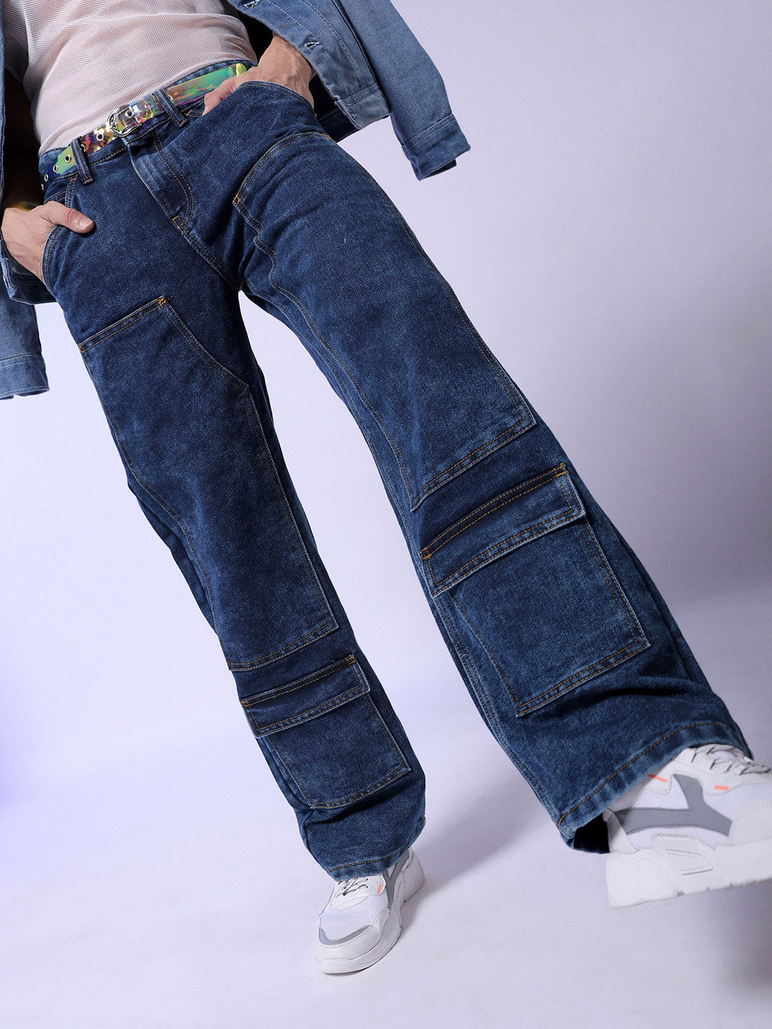 The Indian Garage Co Men Light Fade Cargo Relaxed Fit Relaxed Fit Jeans