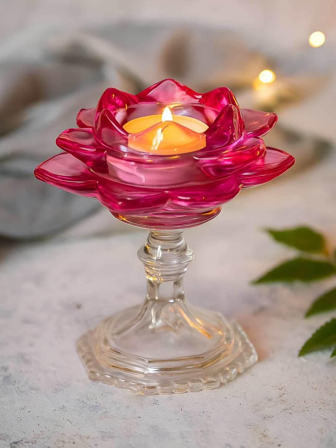 NFI essentials Pink Glass Candle Holder