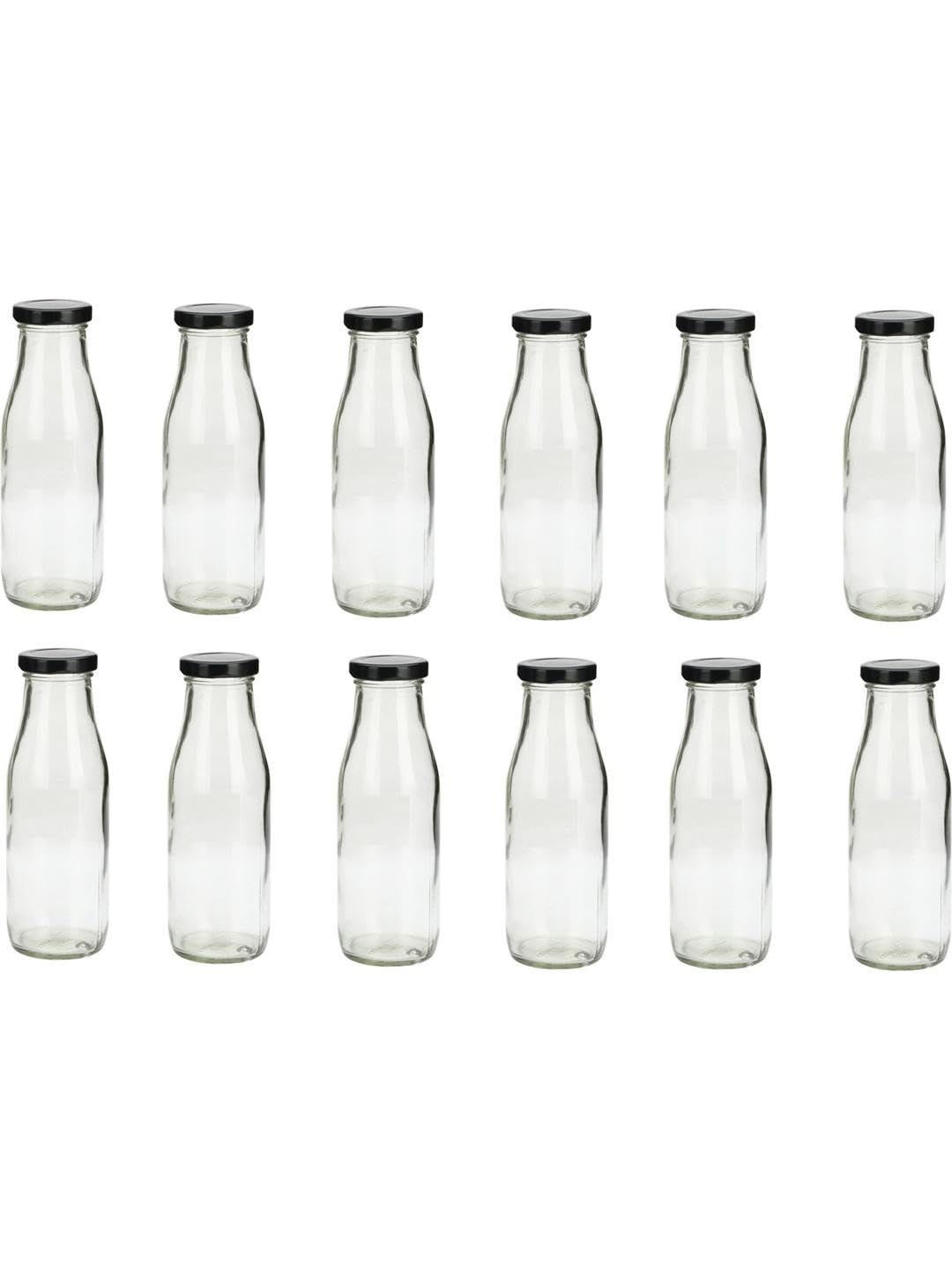 1ST TIME Transparent Glass Freezer Safe 12 Pieces Regular Water Bottle- 500ML