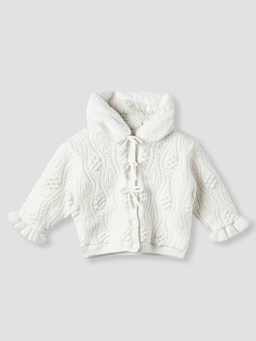 Juniors by Babyshop Girls Cable Knit Hooded Cardigan