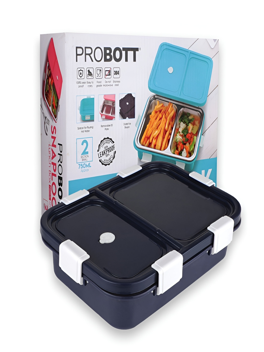 PROBOTT Black Stainless Steel Lunch Box