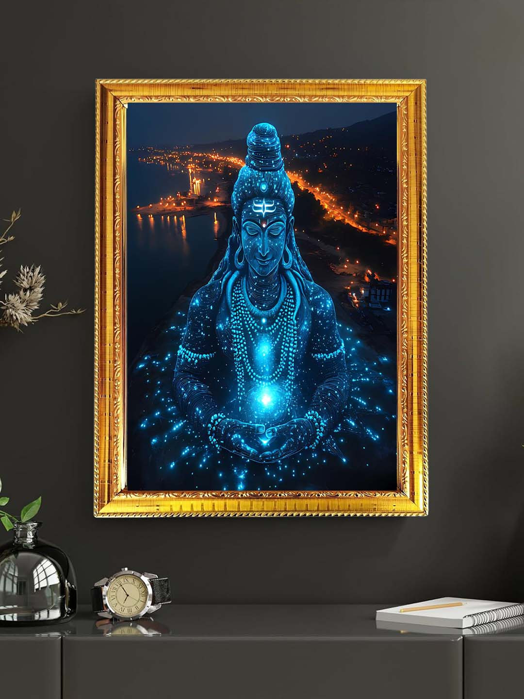 blinkart Blue Single Piece Glass Religious Wall Photographs