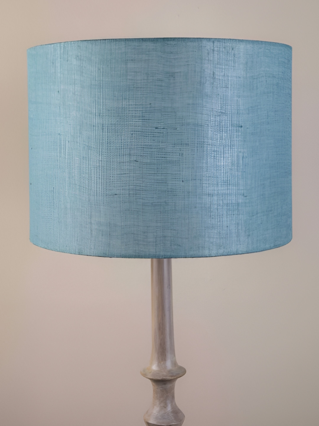 FREEDOM TREE Blue & White Cotton And Metal Drum Shaped Lamp