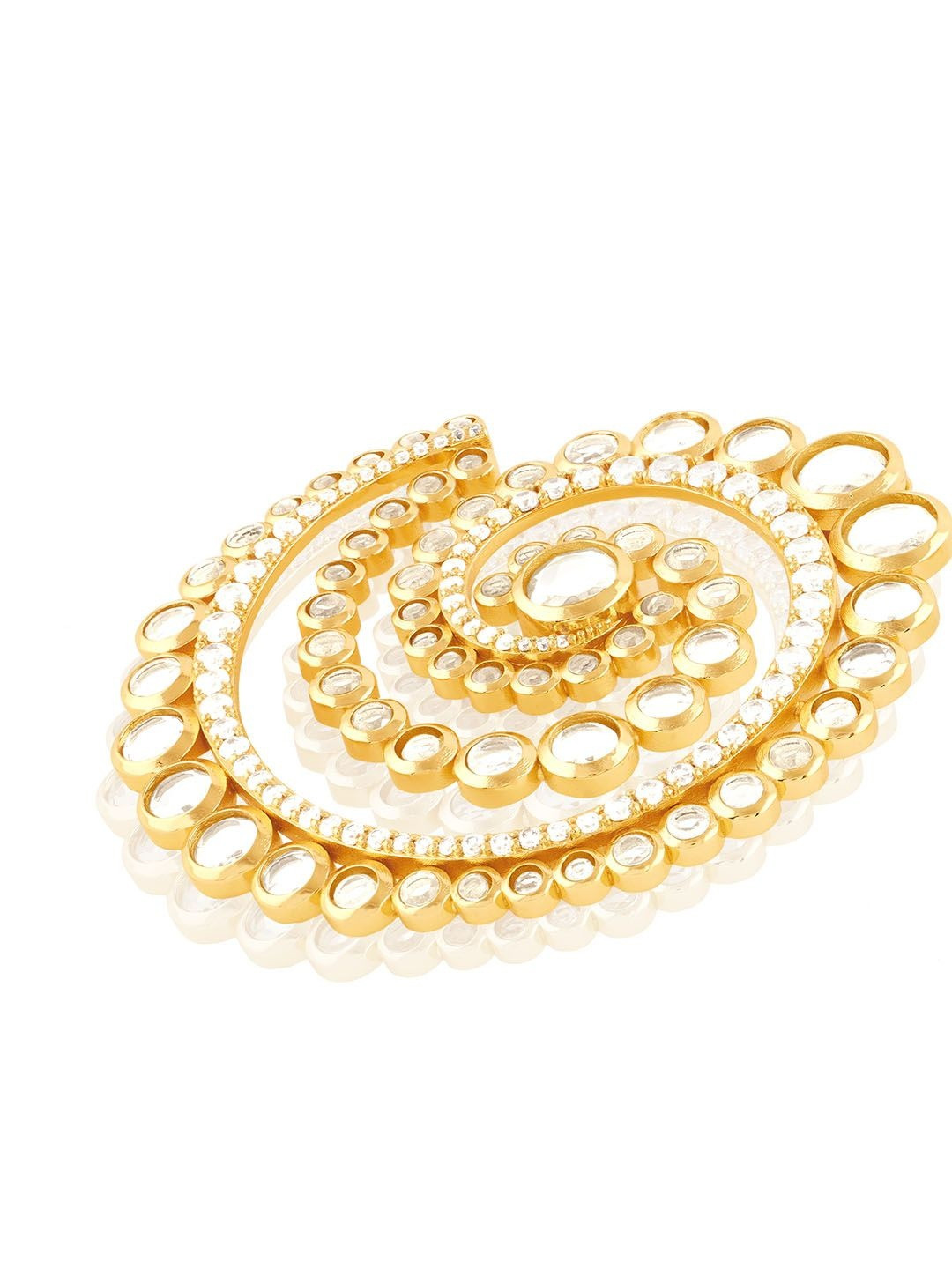 Isharya 18Kt Gold Plated Rendado Statement Contemporary Stones Studded Drop Earrings