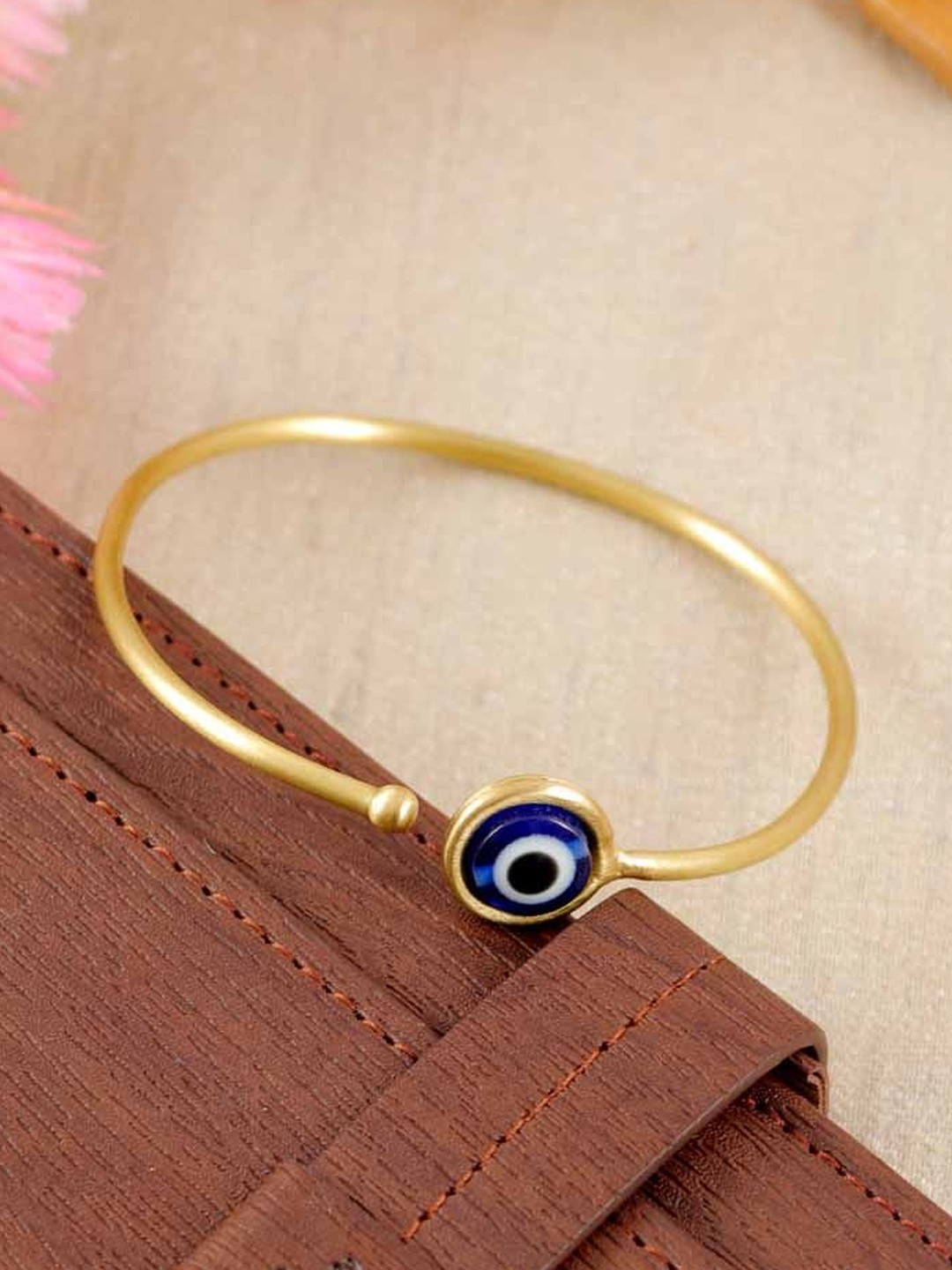 Vientiq Women Oxidised Gold Evil Eye Nazariya Cuff Bracelet