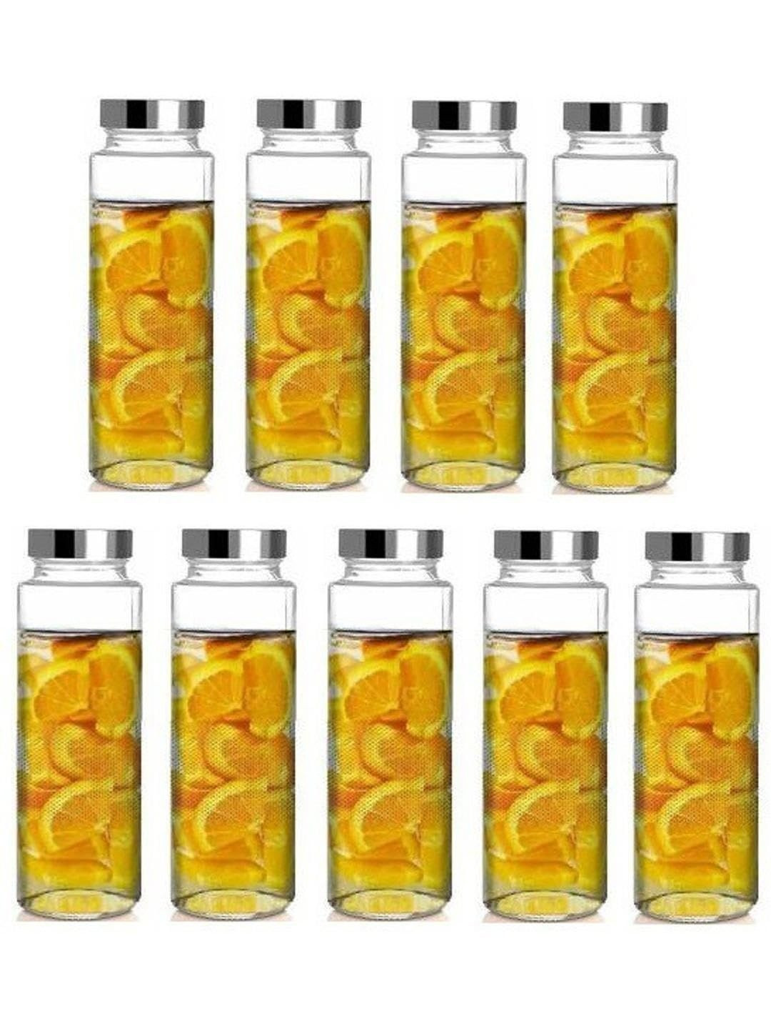 1ST TIME Transparent Glass Freezer Safe Water 9 Pieces Bottle- 750Ml