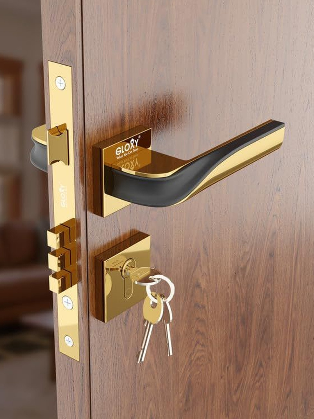 GLOXY Zinc Mortise Door Lock with 3 Brass Keys