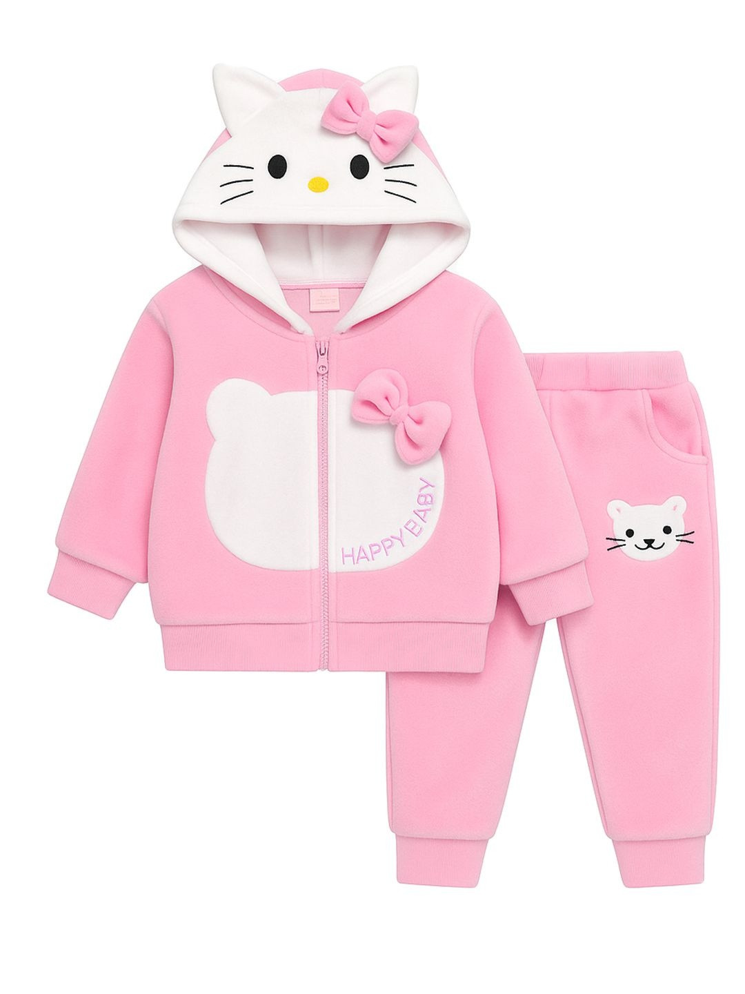 Bold N Elegant Girls Pink Polyester Embroidered Clothing Set