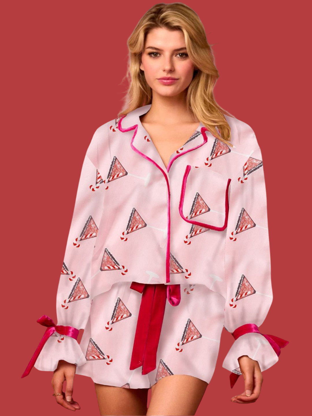 StyleCast Women Printed Lapel Collar Night Suit